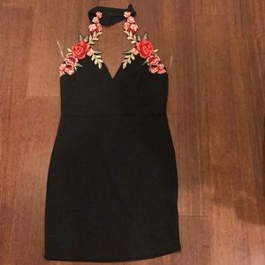 Halter dress with roses